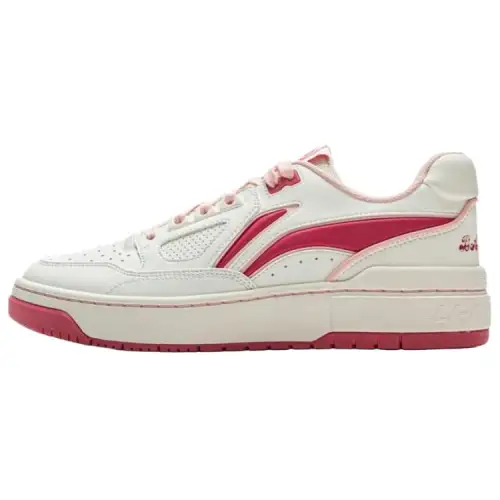 Li Ning Rising Stars Slip Resistant Abrasion Resistant Low top Skateboard Shoes Unisex White Pink
