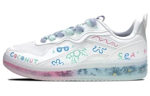 Disney x Li Ning Lightweight Breathable Lightweight And Breathable Low top Skateboard Shoes Women's White Pink
