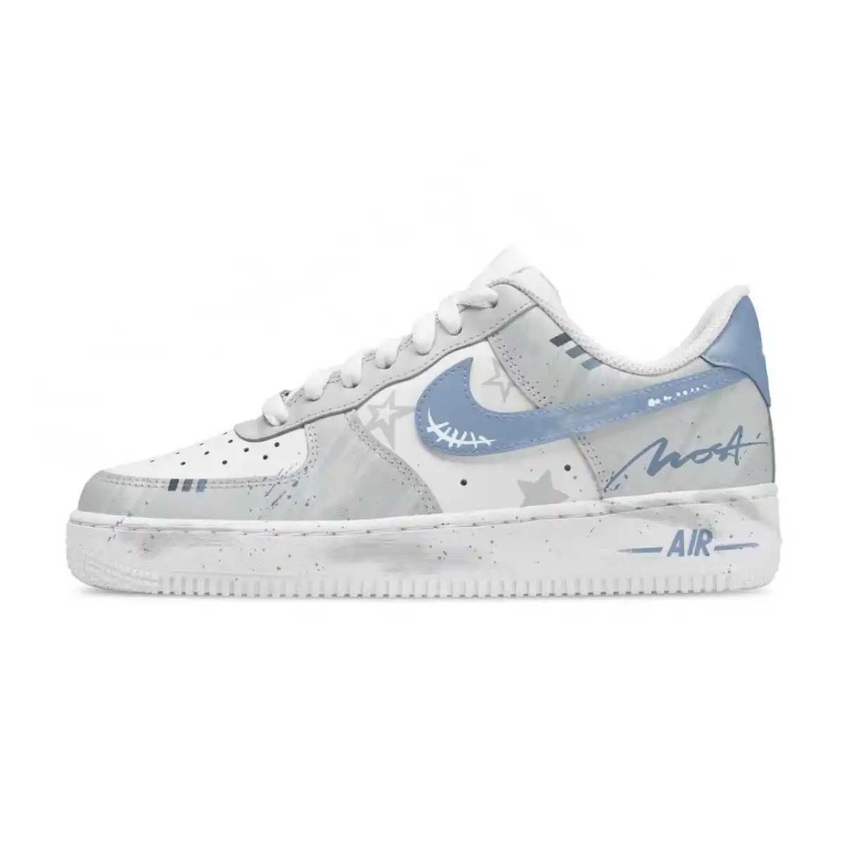 Nike Air Force 1 Love Of Blue Gray Low top Skateboard Shoes Unisex Gray Blue