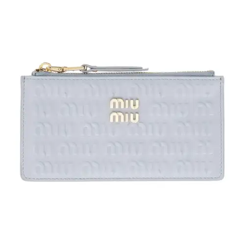 MIU MIU Calfskin Card Holder Women's Gray