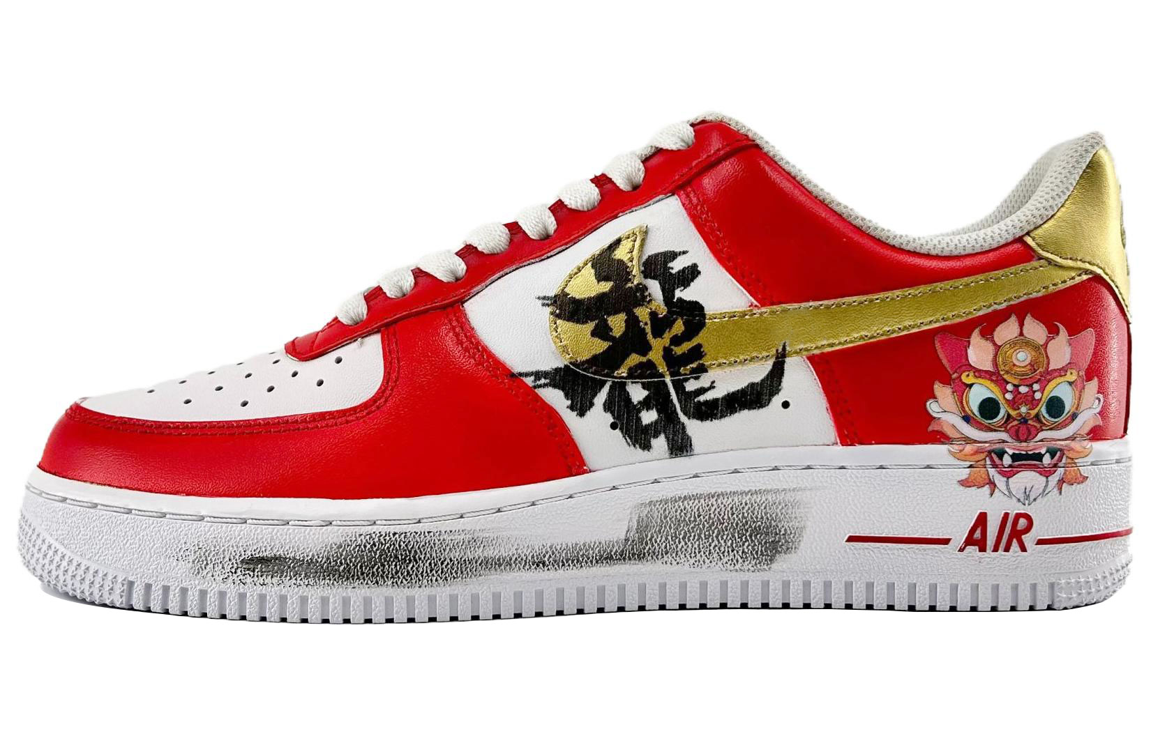 Nike Air Force 1 Coverage Slip Resistant Cushioning Low top Skateboard Shoes Men's White Red