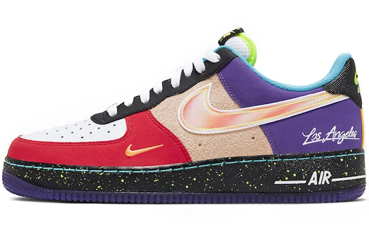 Nike Air Force 1 'What The LA' Los Angeles Low top Skateboard Shoes Men's Red Pink Purple