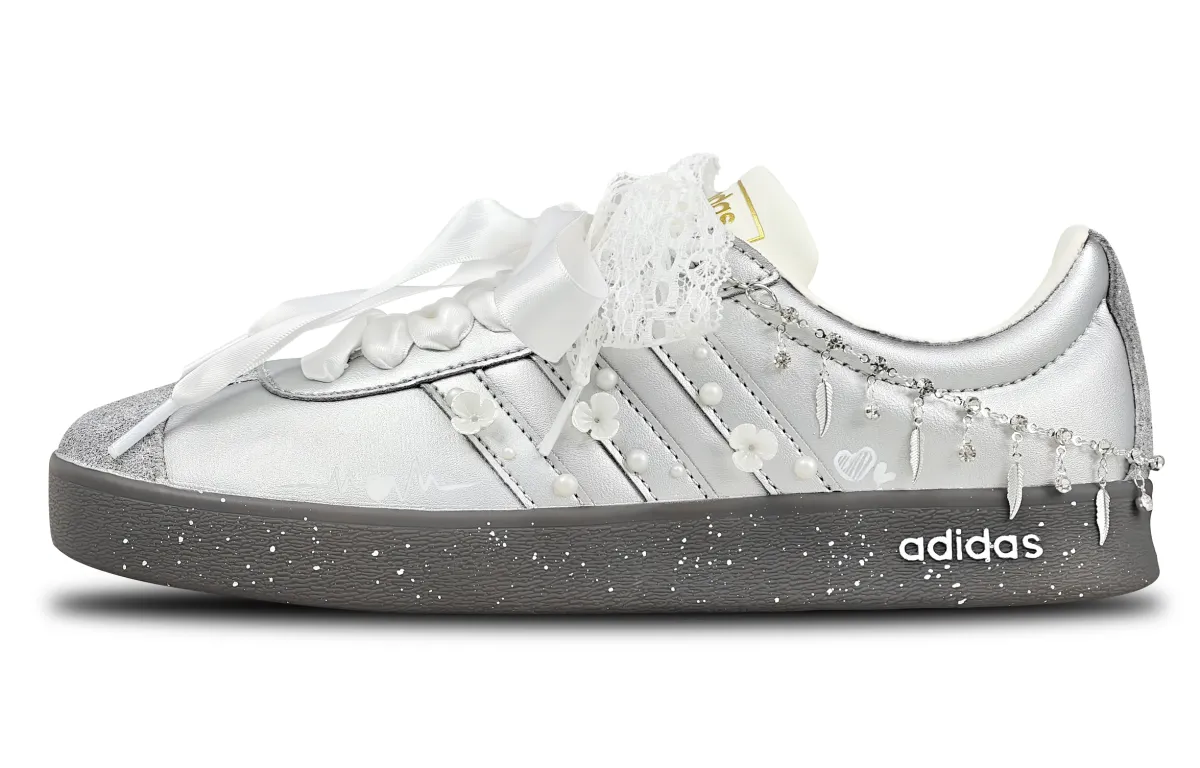 Adidas Vl Court Classic Abrasion Resistant Low top Skateboard Shoes Women's Silver