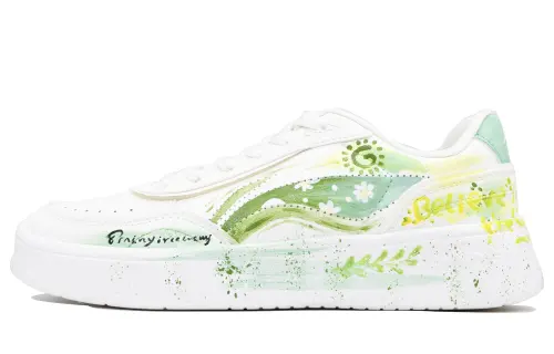 Li Ning Sourdough Coverage Slip Resistant And Abrasion Resistant Low top Skateboard Shoes Women's White Green