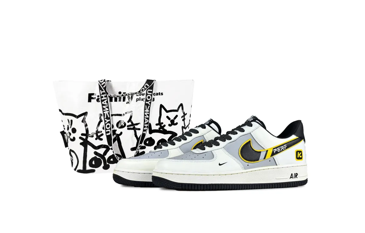 Nike Air Force 1 Xiaomi Amusement Park Abrasion Resistant Low top Skateboard Shoes Unisex Black White
