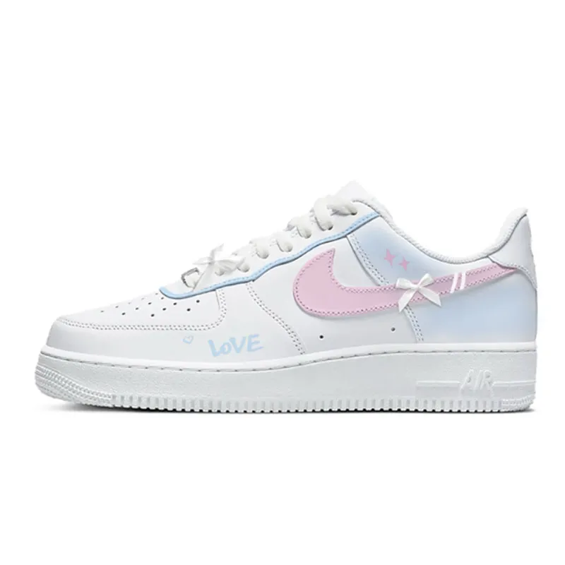 Nike Air Force 1 Sweet Star Fallen Blue Abrasion Resistant Low top Skateboard Shoes Women's Blue Pink