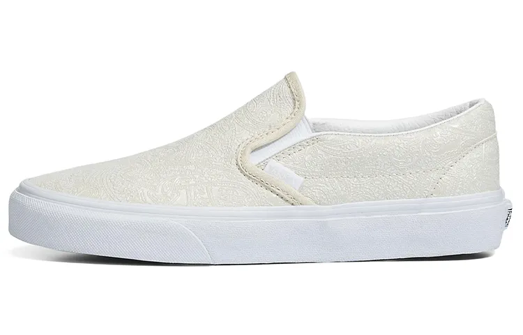 Vans CLASSIC SLIP on Princess Paisley Leather Slip on Abrasion Resistant Lightweight Low top Skateboard Shoes Unisex