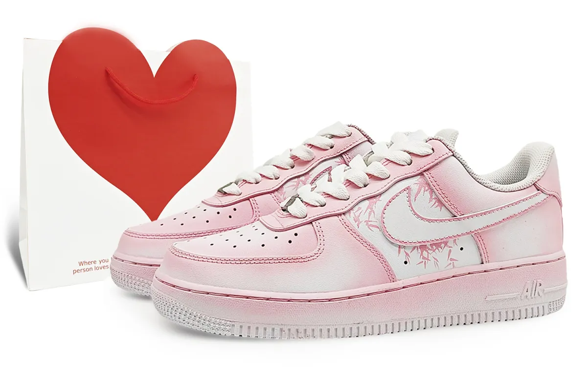 Nike Air Force 1 Slip Resistant Abrasion Resistant Low top Skateboard Shoes Unisex Pink White