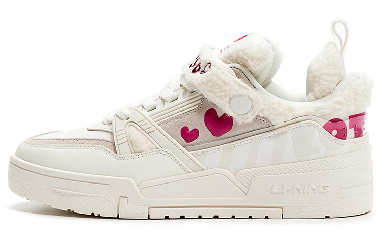 Disney/Disney x LiNing Li Ning 001 Btc joint model Strawberry Bear low-top sneakers women's milky white