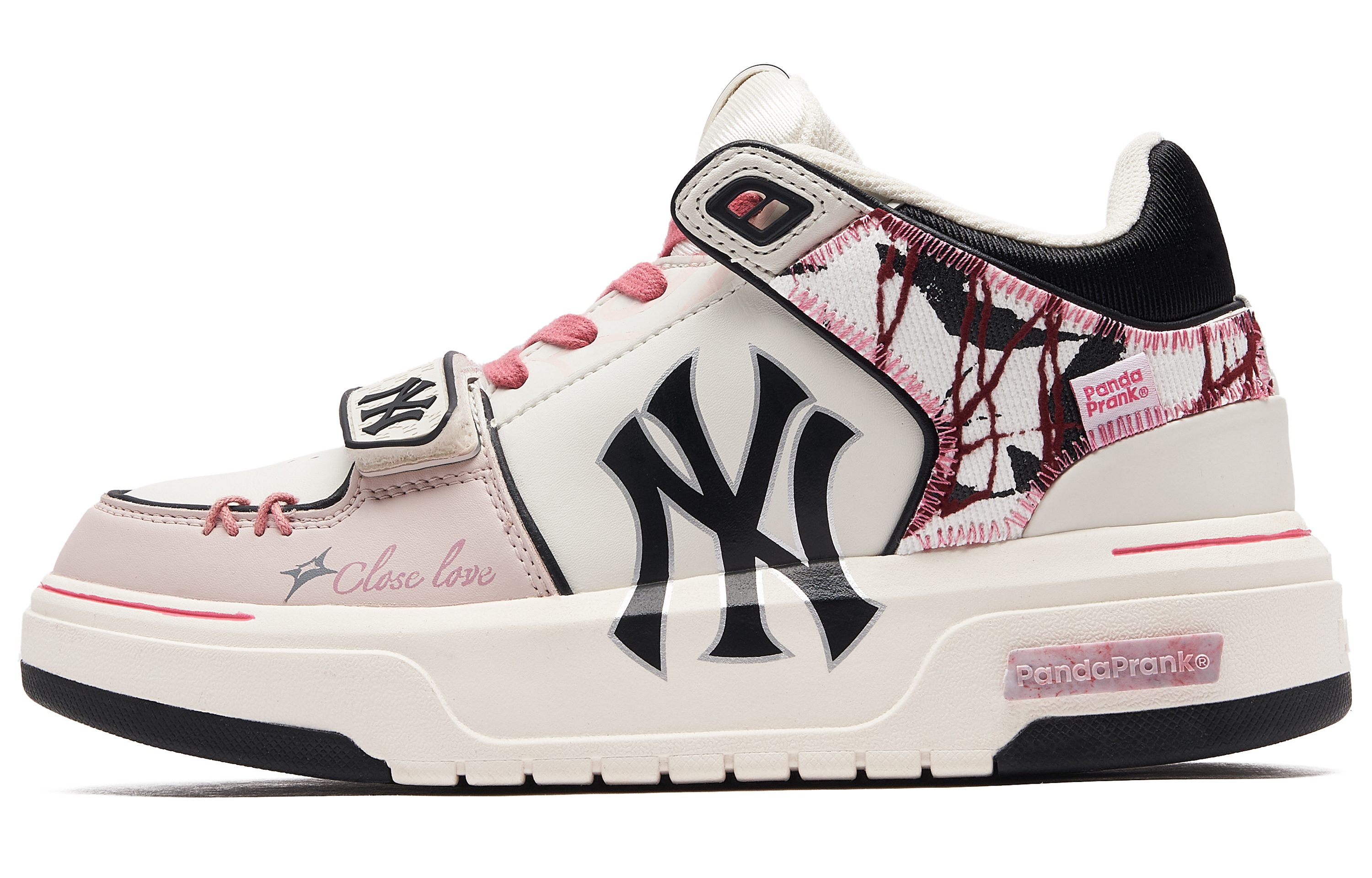 MLB Chunky Liner Slip Resistant Abrasion Resistant Mid top Skateboard Shoes Unisex White Black Pink
