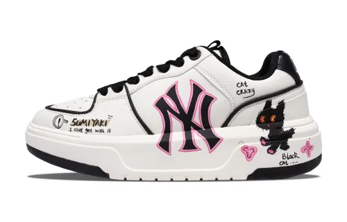 MLB Chunky Skateboard Shoes Unisex Low Top Black/Pink