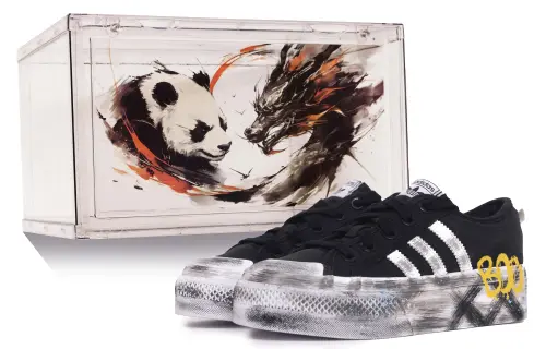 Adidas Originals NIZZA Skateboard Shoes Women's Low Top Black/White