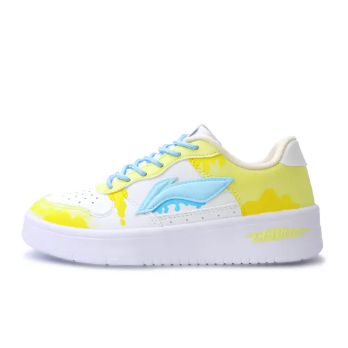 Li Ning Floating Boat Abrasion Resistant Breathable Low top Skateboard Shoes Unisex White Blue Yellow