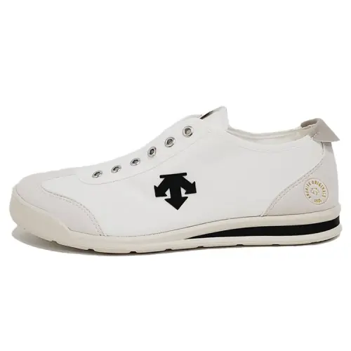 DESCENTE CHRON TEMPO Comfortable Slip Resistant Low top Skateboard Shoes Unisex White Black