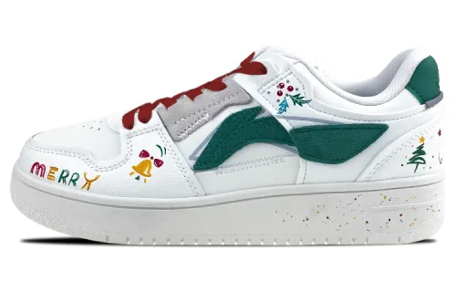 Li Ning Tianji Skateboard Shoes Women's Low Top Red Green