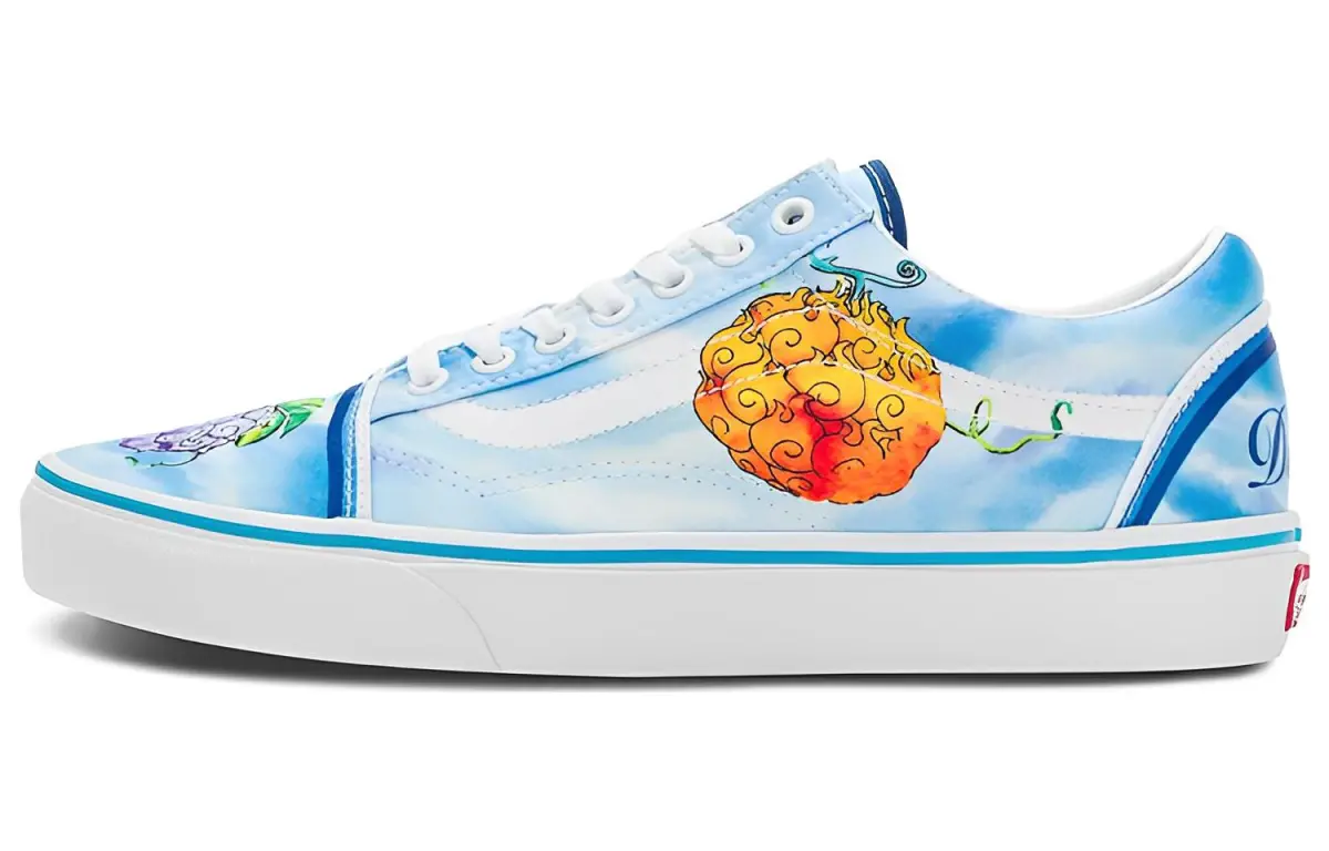 Vans x ONE PIECE One Piece Collaboration Demon Fruit Print Lightweight Low top Skateboard Shoes Unisex Blue