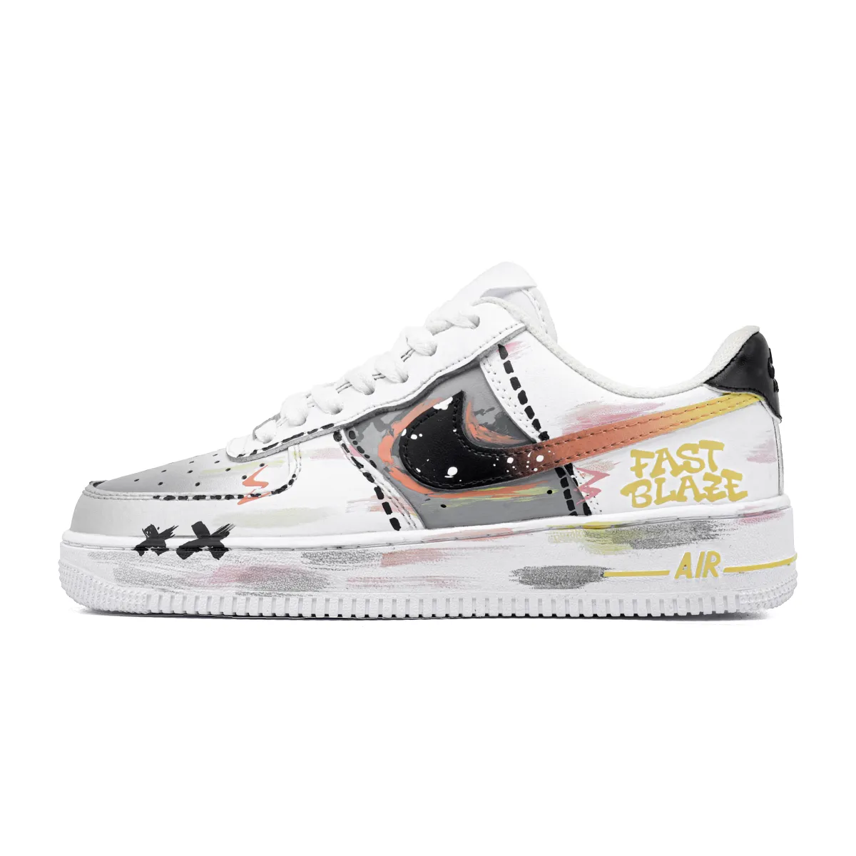 Nike Air Force 1 Skateboard Shoes Unisex Low Top Black, Light Yellow