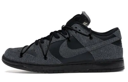OFF WHITE x Nike Dunk Cow Leather Slip Resistant Abrasion Resistant Low top Skateboard Shoes Men's Black Gray