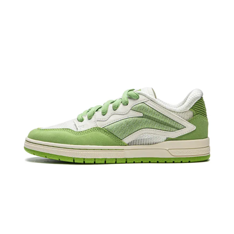 Li Ning Cushioning, Wear Resistant Low top Skateboard Shoes Women's Green Beige White