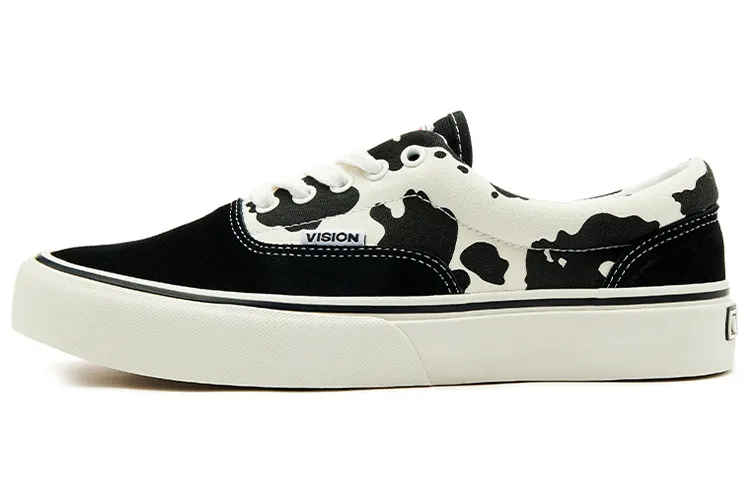 Vision Street Wear Low top Skateboard Shoes Unisex Black White Cow Pattern