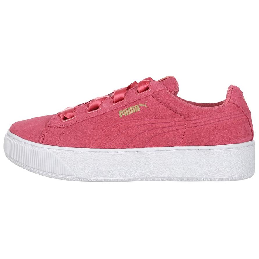 PUMA Platform Ribbon Low Tops Thick Sole Skateboarding Shoes Pink Red Women's