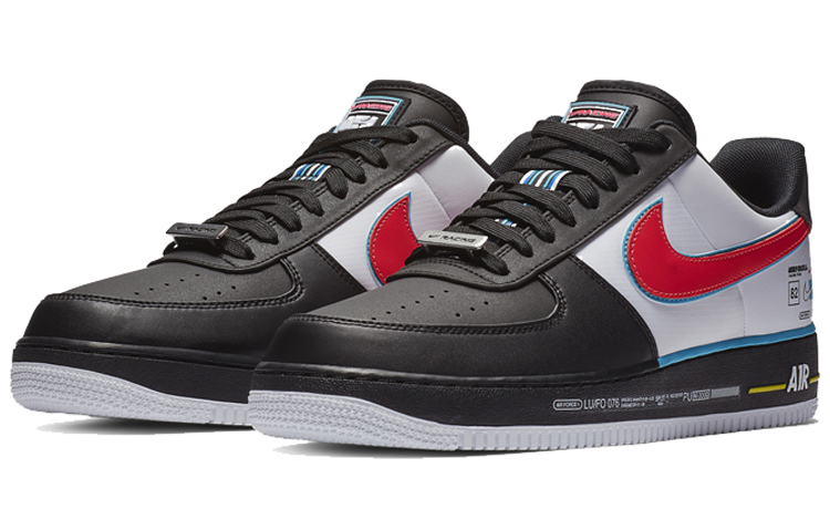 Кеды Nike Air Force 1 07 AS QS (черно-бело-красные) — Чёрный / белый / красный / синий — фото 3