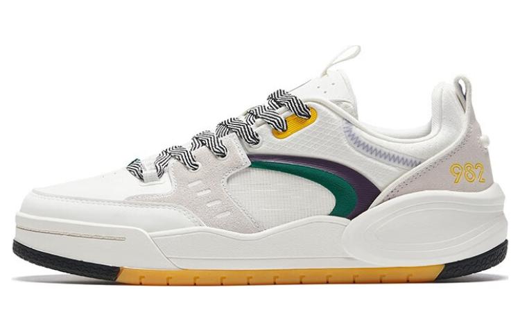 Anta 982EVO Slip Resistant Abrasion Resistant Low top Skateboard Shoes Men's White Green Yellow