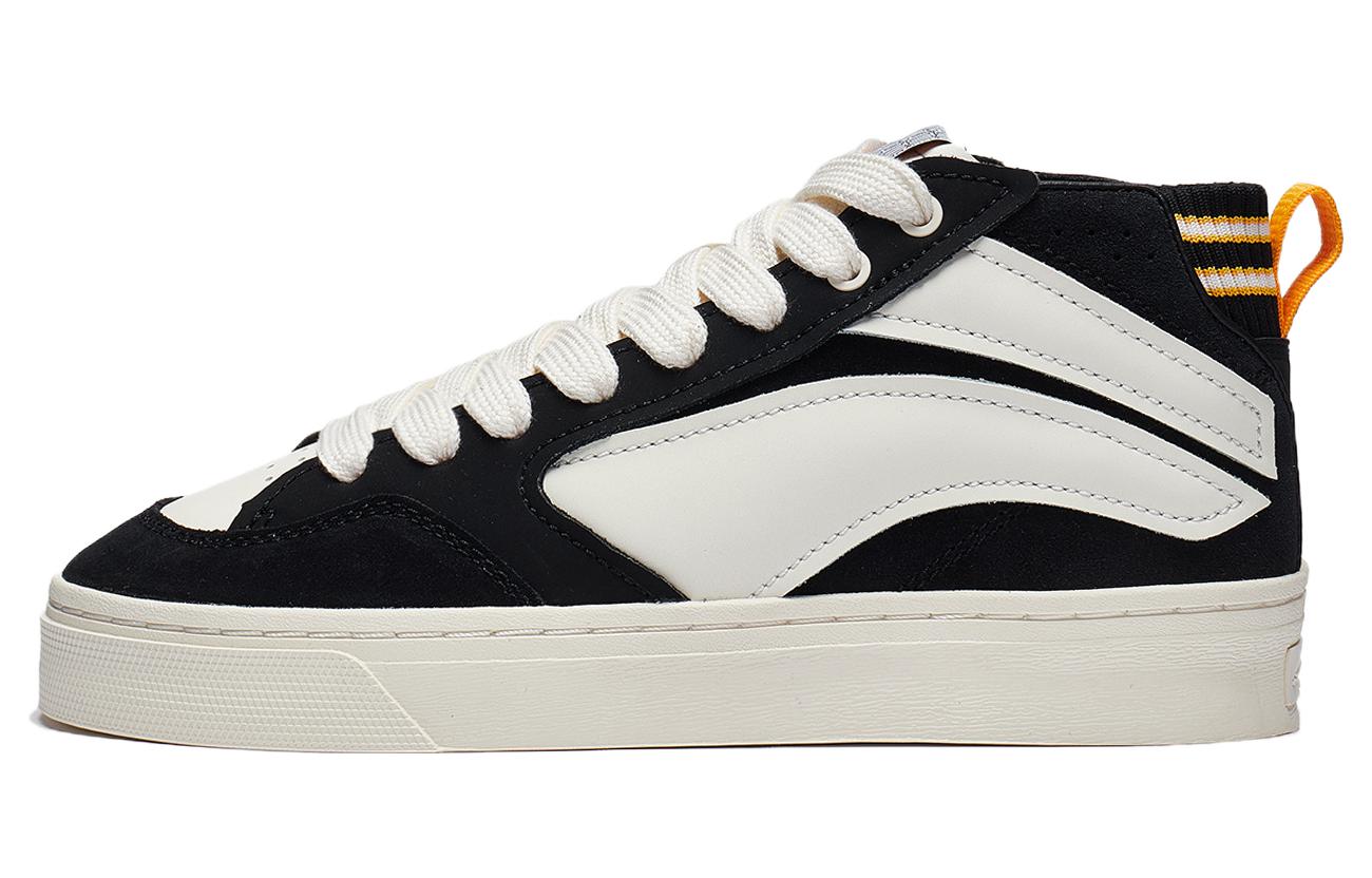 Li Ning Wave 180 VNTG Slip Resistant Mid top Skateboard Shoes Men's Black Rice White