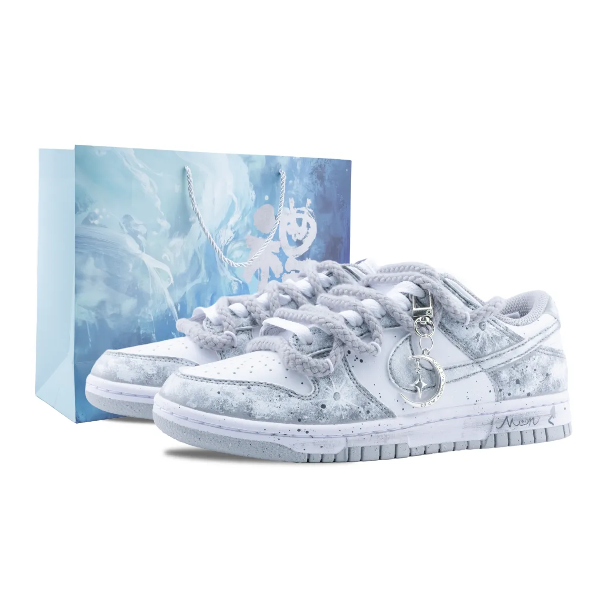 Nike Dunk Eternal Night Galaxy Slip Resistant Abrasion Resistant Low top Skateboard Shoes Unisex Light Gray