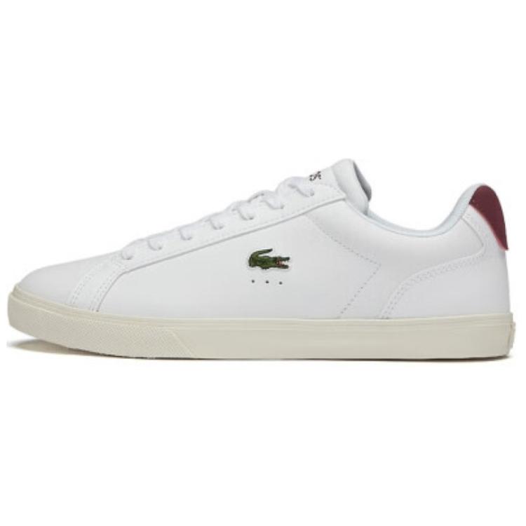 LACOSTE Cow Leather Slip Resistant Abrasion Resistant Low top Skateboard Shoes Men's White