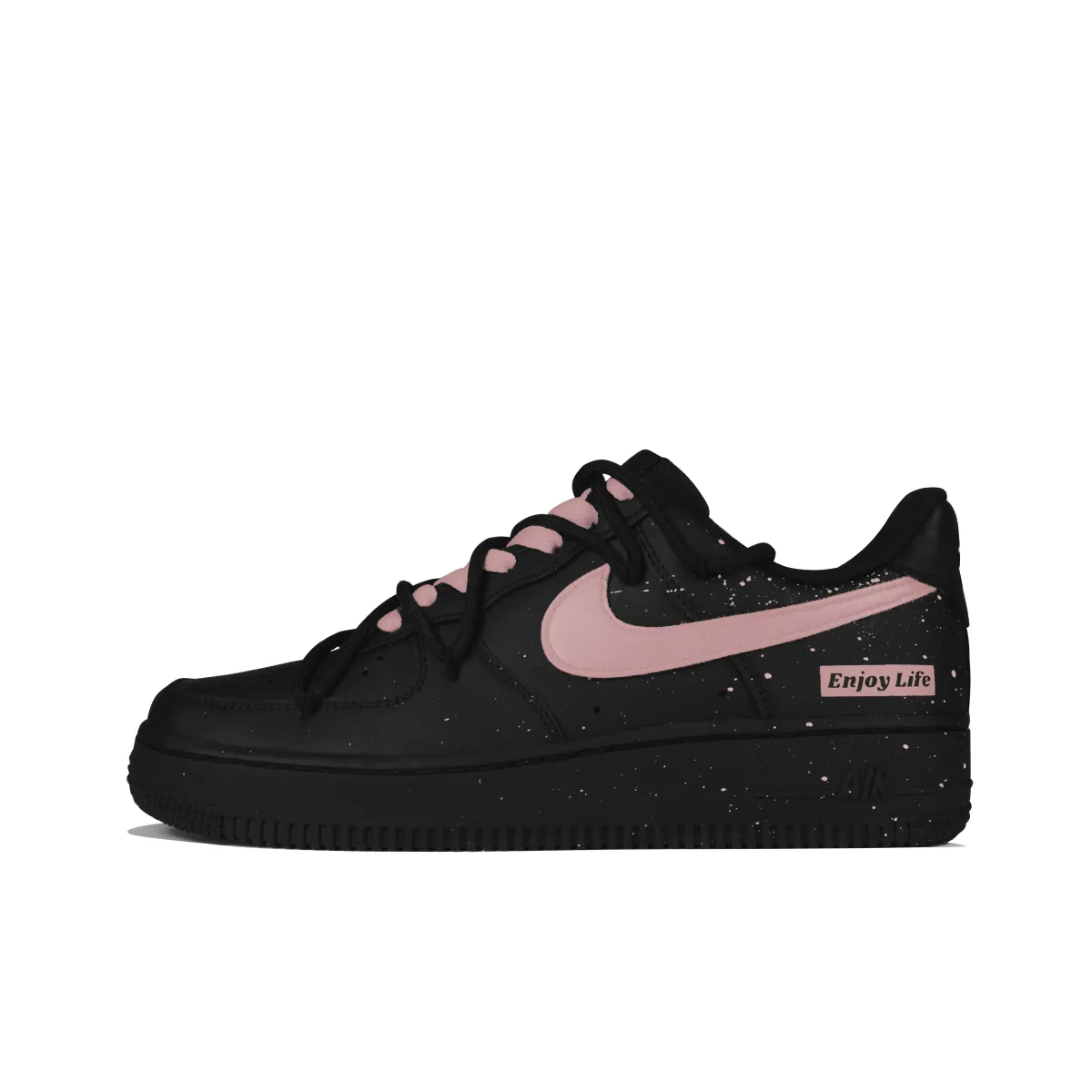 Nike Air Force 1 Leather Low top Skateboard Shoes Women's Black Pink