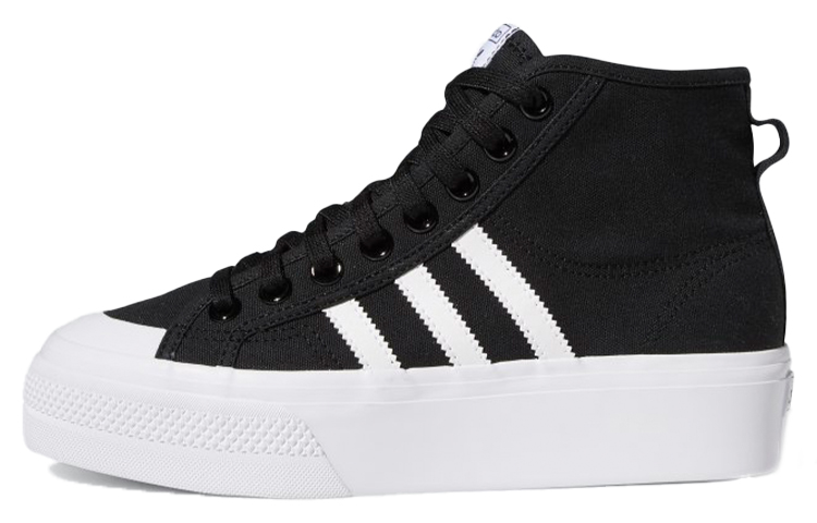 Женские кеды adidas originals Nizza Platform (черно-белые)
