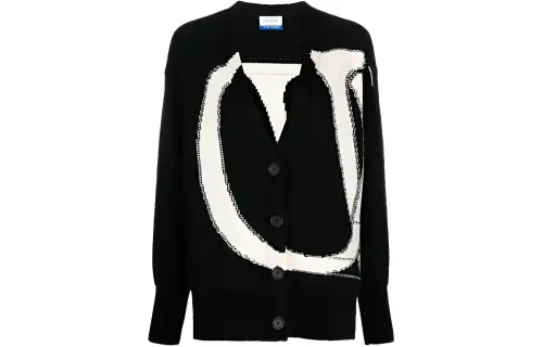 OFF-WHITE maxi logo-intarsia wool cardigan
