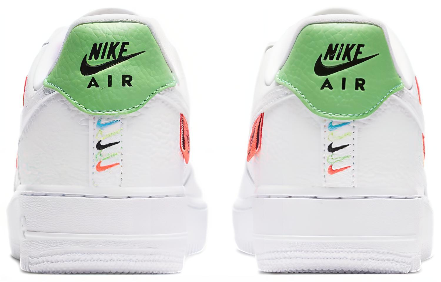 Женские кроссовки Nike Air Force 1 07 SE Worldwide (бело-зелено-оранжевые) — фото 5