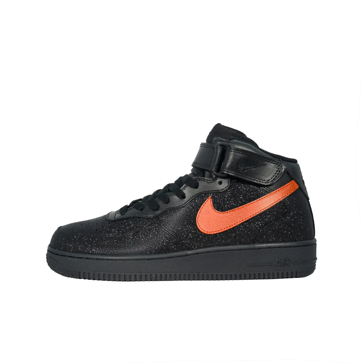 Nike Air Force 1 Slip Resistant Abrasion Resistant Mid top Skateboard Shoes Unisex Black Orange Diamond