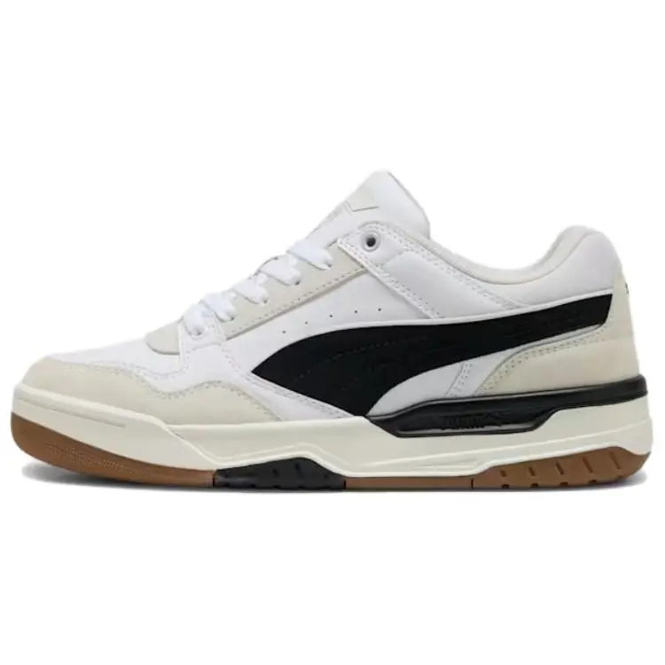 PUMA REBOUND Abrasion Resistant Low top Skateboard Shoes Unisex White Beige Black