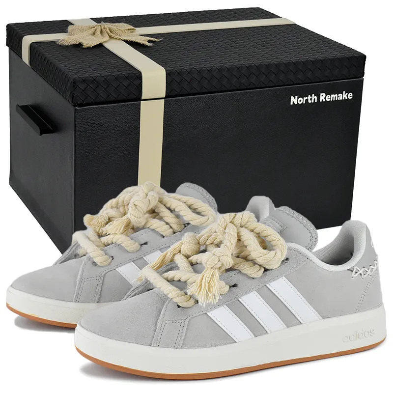 Adidas Grand Court Base 00s Gray Vintage Dust Low top Skateboard Shoes Unisex Gray White
