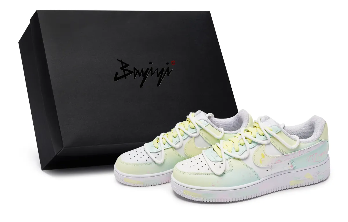 Nike Air Force 1 811 Manufacturing, Sea Salt Lemon, Special Shoe Box Low top Skateboard Shoes Unisex White Yellow Green