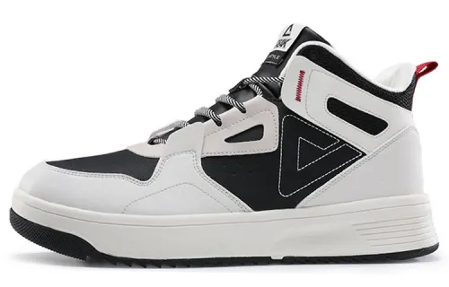 PEAK Fleece lined Thermal Slip Resistant And Abrasion Resistant Mid top Skateboard Shoes Men's White Black