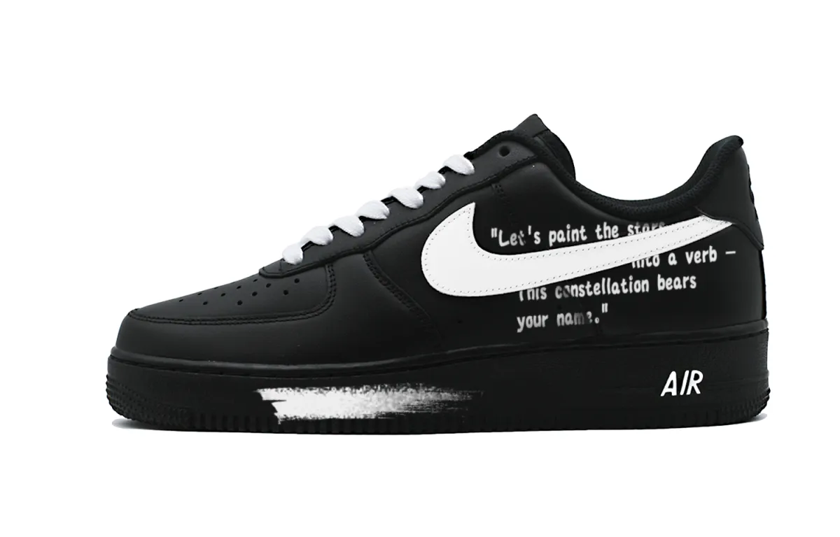 Nike Air Force 1 Black Warrior, Confession Quotes, Premium Texture, Matte Shoe Surface Abrasion Resistant