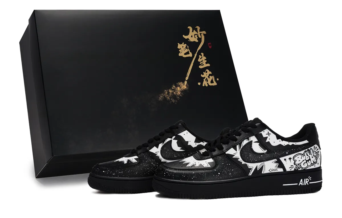 Nike Air Force 1 Magic Brush Blooms, Bubble Gum Low top Skateboard Shoes Unisex Black White