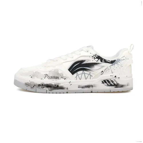 Li Ning Original Era Slip Resistant, Abrasion Resistant, Breathable Low top Skateboard Shoes Men's White Black