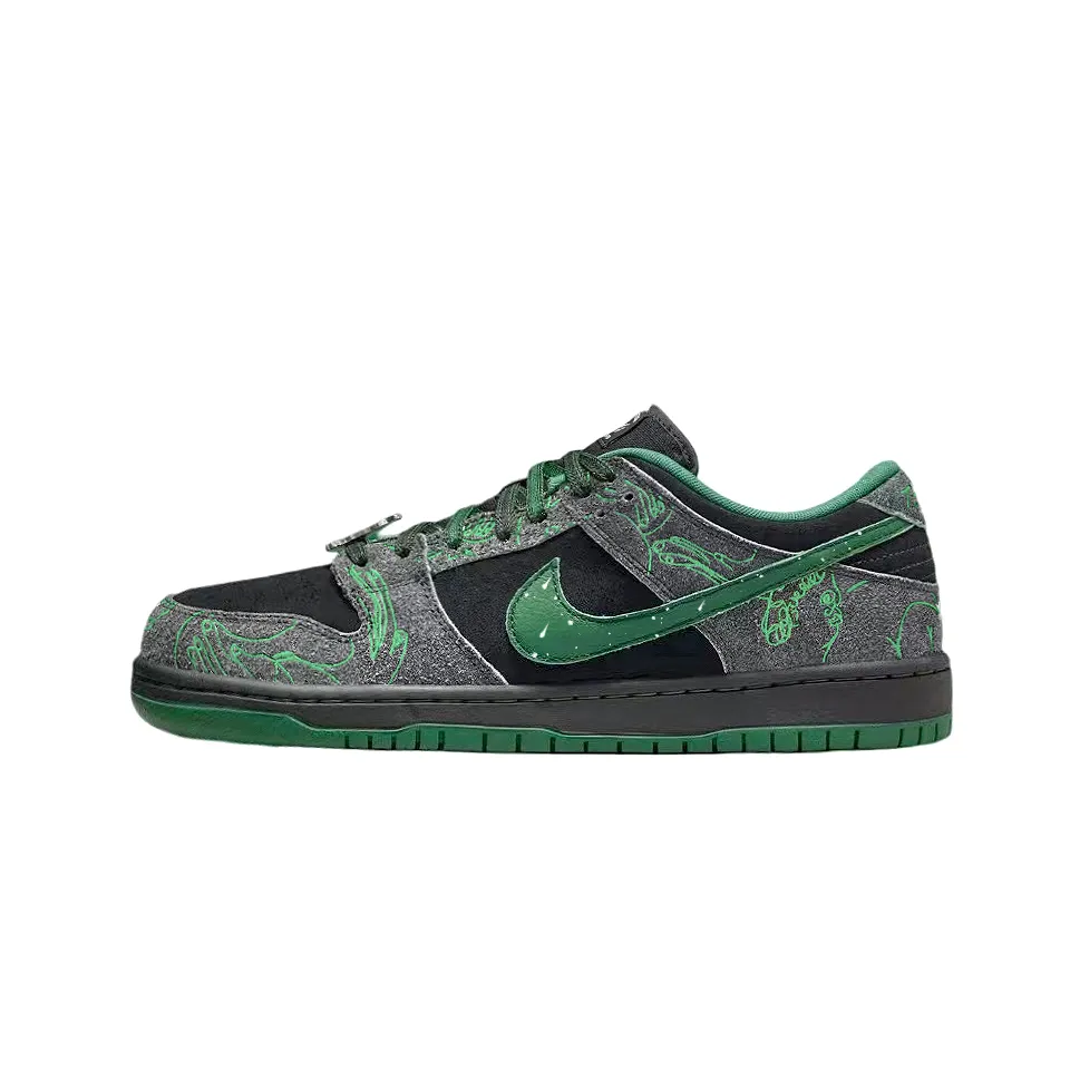 Nike Dunk SB Skate Shoes Unisex Low-top Black Gray Green