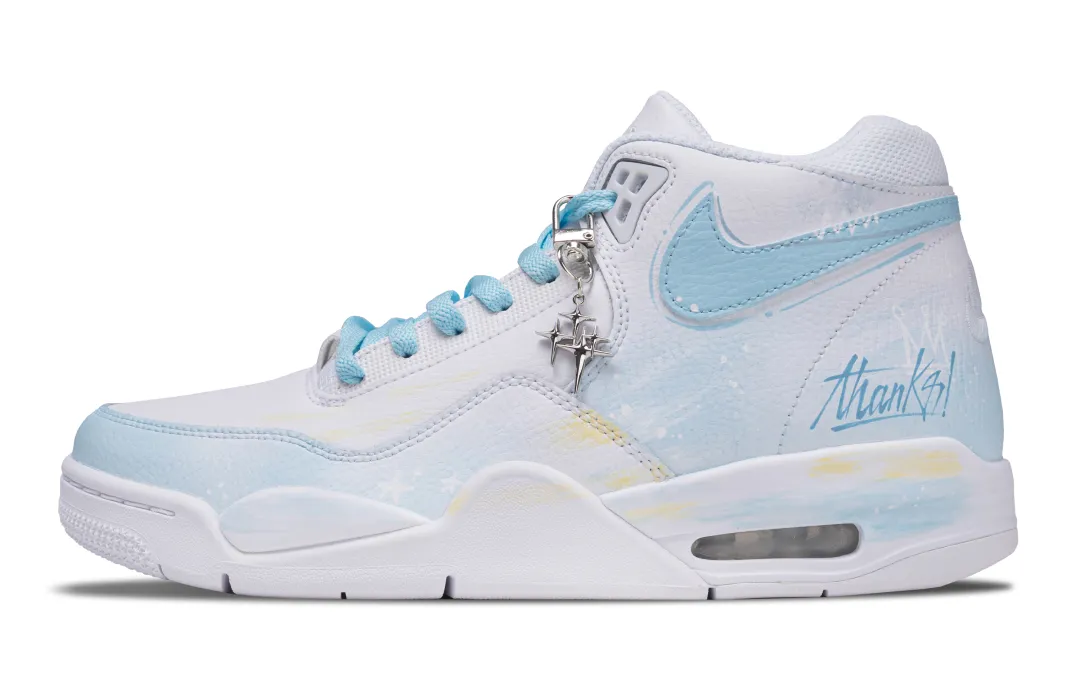 Nike Flight Legacy Lake Sea Abrasion Resistant Mid top Vintage Basketball Shoes Men's Light Blue