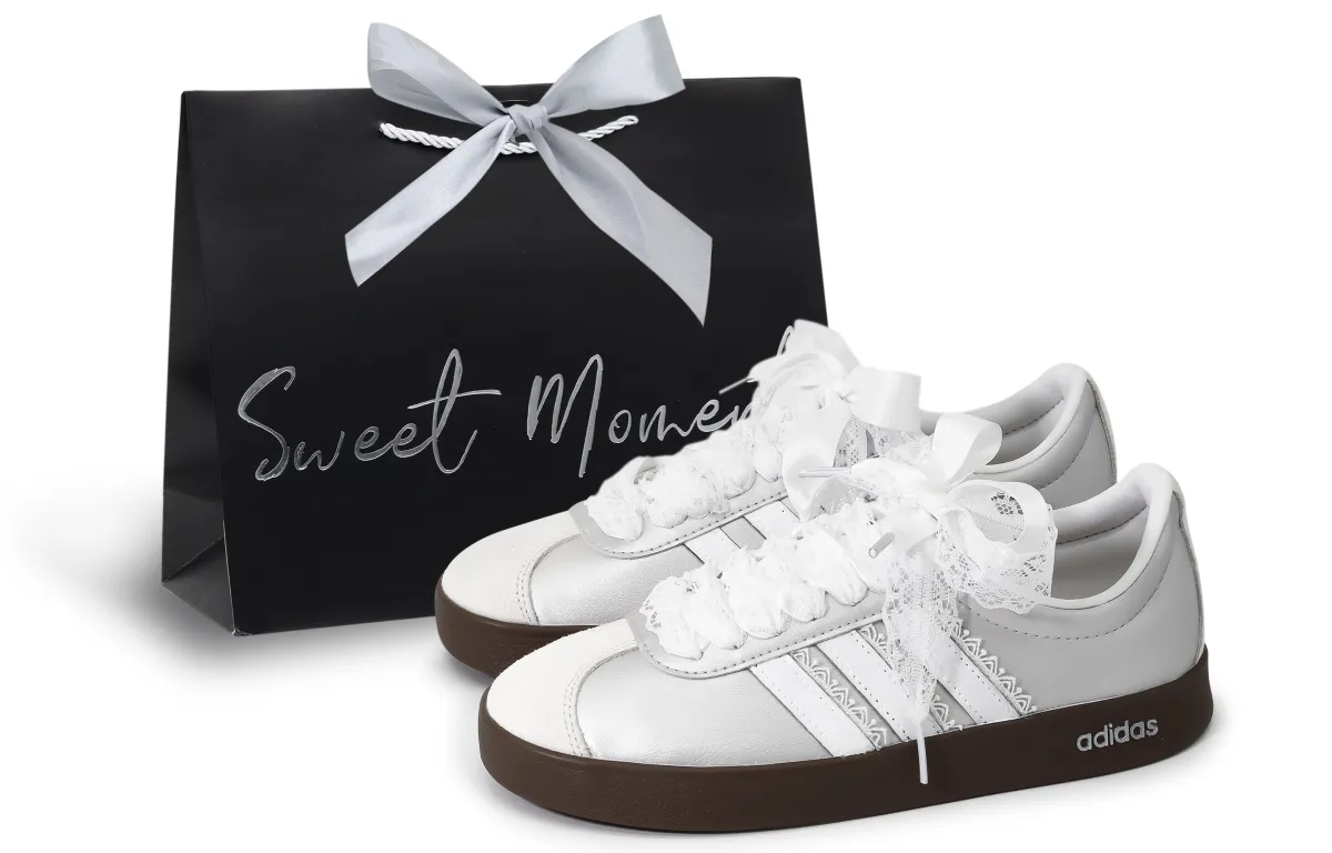 Adidas Vl Court Classic Cushioning, Wear Resistant Low top Skateboard Shoes Unisex Silver