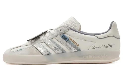 Adidas Originals GAZELLE INDOOR Abrasion Resistant Low top Skateboard Shoes Unisex White Gray