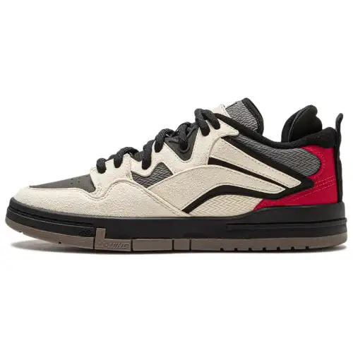 Li Ning Slip Resistant Abrasion Resistant Low top Skateboard Shoes Women's Beige Red