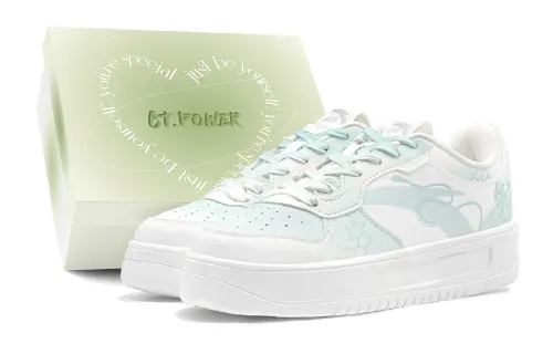 Anta Slip Resistant Abrasion Resistant Slip Resistant Abrasion Resistant Low top Skateboard Shoes Men's White Green