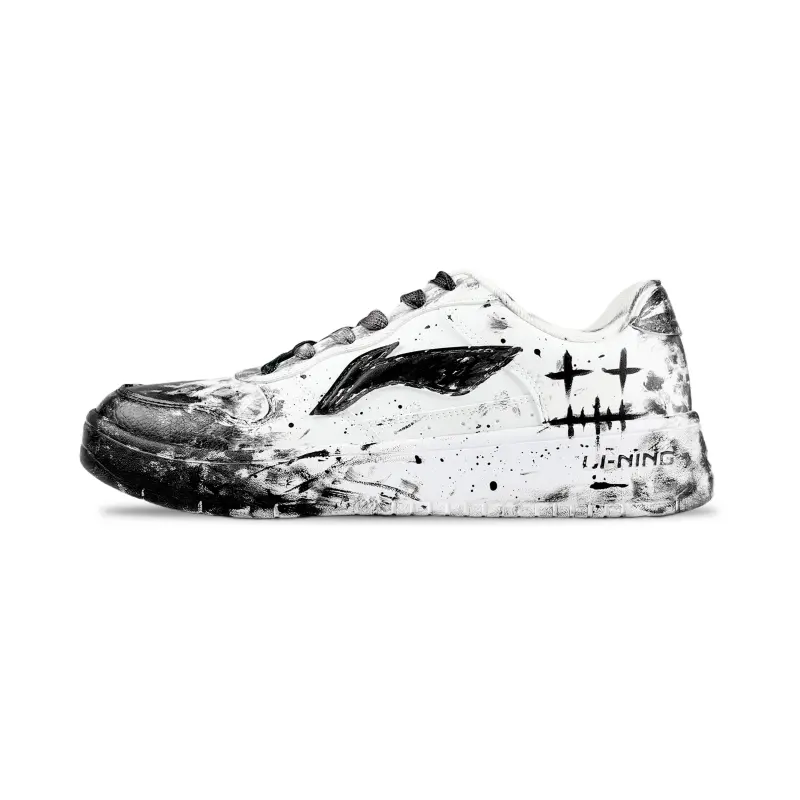 Li Ning Floating Boat Slip Resistant, Abrasion Resistant, Breathable Low top Skateboard Shoes Men's Black White