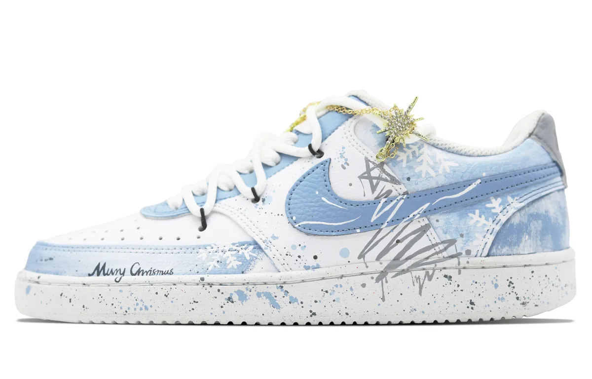 Nike Court Vision Slip Resistant Abrasion Resistant Low top Skateboard Shoes Unisex Light Blue
